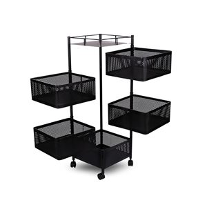 Metal Trolley Cart Multilayer Rotating <b>Vegetable</b> Baskets Movable Fruit Snack Organizer in Living Room Storage Rack in Bathroom - Product Image 1