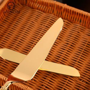 <span class=keywords><strong>Pelle</strong></span> à <span class=keywords><strong>Pizza</strong></span> en acier inoxydable de nouveau Style avec manche en fleur couteau de service à gâteau en or et ensemble de couverts de serveur de gâteau Restaurant House - Product Image 5