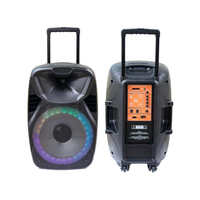 Enceinte active professionnelle 2 voies avec anneau LED, woofer 15 pouces, enceinte Bluetooth sur chariot
