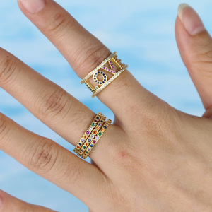 Colorful CZ Eternity Band <strong>Ring</strong> Thin Skinny Engagement Wedding Band Rainbow Color Classic Simple Round <strong>Circle</strong> Mid Finger <strong>Rings</strong> - Product Image 3