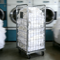 Conteneur à roulettes en zinc de haute qualité à quatre roues, industrie, treillis métallique galvanisé, empilable, moyen degré de charge, pliable, économie d'espace, outils de rangement