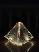 Cape fendue à LED lumineuse jaune argenté Vêtements de danse du ventre pour Halloween Ailes Props New Party Novelties