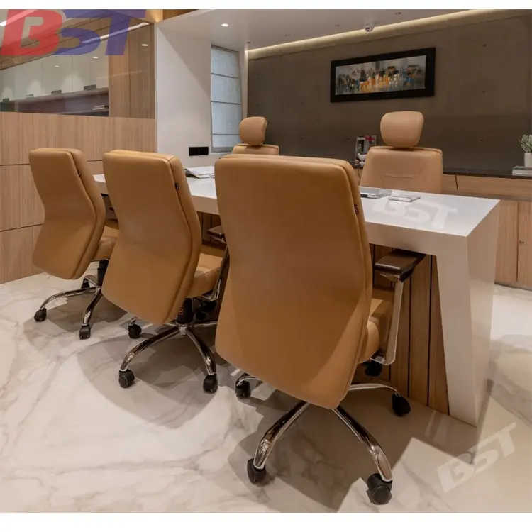 Özel tasarımlar yapay taş ofis mobilyaları 5-6 kişi konferans masası