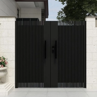 Portail de cour de villa contemporain en alliage d'aluminium et fer, résistant à la rouille, au vent et à la corrosion, porte de sécurité pour clôture.