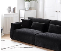 Canapé Black Bean vintage en velours chenille, rembourré, avec rembourrage en éponge, style Bauhaus, pieds en bois, lignes droites, pour petits salons
