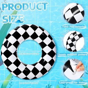 6 Pack Black and White Checkered <b>Inflatable</b> Swim Rings <b>for</b> <b>Pool</b> Beach - Product Image 3