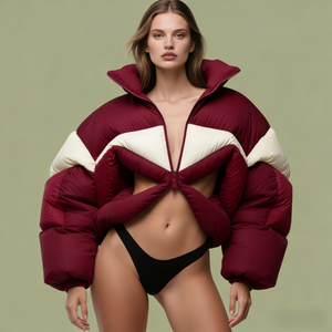 Piumino Corto Personalizzato 800FP Trapuntato Softshell Invernale di Lusso da Donna di Alta Qualità Cappotto Outdoor per Signora - Product Image 1