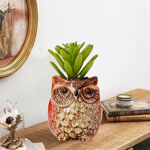 Thiết lập của 3 trang trí con cú gốm mọng nước chậu cho trang trí nội thất thanh lịch gốm planter Set - Product Image 3