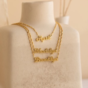 Customizable Women's Stainless Steel <strong>Name</strong> Necklace Gold Plating Personalized Handwriting Romantic Snake <strong>Chain</strong> for Anniversary - Product Image 3