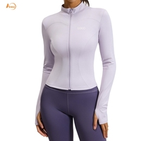 Vêtements de sport personnalisés Aoyema, manteau de sport amincissant à fermeture éclair, pull à manches longues, hauts de yoga, vêtements de sport, vestes d'entraînement pour femmes
