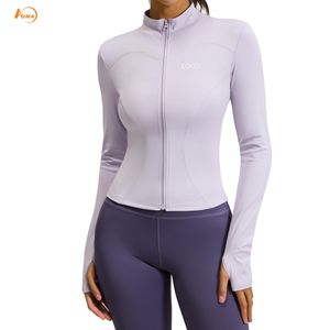 Vêtements de sport personnalisés Aoyema, manteau de sport amincissant à fermeture éclair, pull à manches longues, hauts de yoga, vêtements de sport, vestes d'entraînement pour femmes - Product Image 1