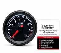 Tachometer Digital LED Putih dengan Latar Belakang Hitam 2 Inci 52mm Baru untuk Kendaraan 1-8 Silinder 0-8000 RPM.