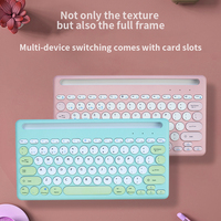 Clavier sans fil avec fente pour carte, clavier sans fil 2,4 G + BT pour tablette, téléphone, ordinateur portable, PC, ordinateur, clavier BT rechargeable avec support