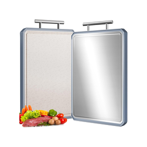 Planche à découper double face pour viande et fromage, en acier inoxydable personnalisé, avec rainure pour les jus - Product Image 1