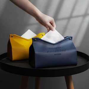 Creative Storage Home Living Room Hotel Kitchen-Textile Fabric Craft Modern Simple V-Mouth Leather Tissue Box