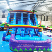 Toboggan aquatique gonflable haut de gamme avec piscine rebondissante détachable pour événements d'entreprise et journées familiales, installation rapide