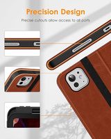 Étui Folio en cuir de qualité supérieure pour iPad Pro 11 pouces (M5/M4) 2025/2024 avec porte-crayon et plusieurs angles de vision