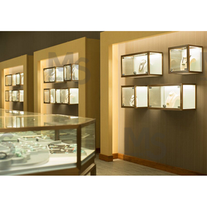 Nhà máy tùy chỉnh LED ánh sáng MDF kim loại nhôm hiển thị tủ tường kính đứng đồ trang sức bằng gỗ sản phẩm cửa hàng trung tâm showroom - Product Image 2