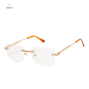 Kính mắt nam không gọng kim loại cao cấp, khung vuông thời trang, màu vàng <span class=keywords><strong>gold</strong></span>, dùng để đọc sách - Product Image 1