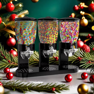 LM Classic Dry Food Dispenser with Dual Control <b>Cereal</b> Storage <b>Boxes</b> & Round Food Container - Product Image 2