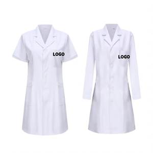 Camice bianco da laboratorio da laboratorio ospedaliero sperimentale con camice da laboratorio bianco a <span class=keywords><strong>maniche</strong></span> <span class=keywords><strong>corte</strong></span> personalizzato - Product Image 1