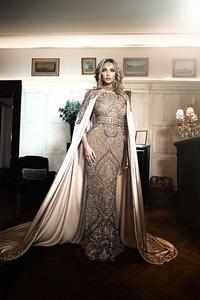 ATIYA LIBAS Voile long en acétate royal élégant avec caftan et broderie lourde de Zardozi Longueur de plancher pour robe de mariée 2019 - Product Image 2