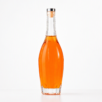 Offre Spéciale – Bouteille en Verre Super Flint 500ml 750ml pour Liqueur, Vodka, Tequila, Whisky avec Bouchon Noir – En Vente