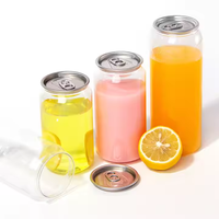 Vente en gros Canette transparente en plastique PET facile à ouvrir de 6oz 8oz 10oz 12oz 16oz pour boisson gazeuse jus soda café
