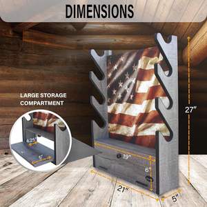 Accesorios de Caza: Estante de Almacenamiento de Madera para Montar en la Pared con Compartimentos Ocultos - Organizador Multirranuras Completamente Ensamblado 6X Alto - Product Image 4