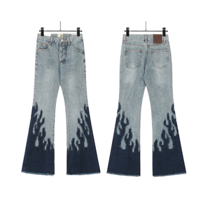 Jeans Apilados Pintados y Lavados Estilo Gallery Dept de Mezclilla para Hombre, Pantalones de Leñador de Retazos Holgados Y2K Acampanados de Talla Grande Tipo Cargo - Product Image 6