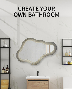 Cadre en bois moderne de luxe Verre HD Miroir de décoration de la maison Salon de coiffure mural Cadre lumineux Miroir nuage Décoration - Product Image 6