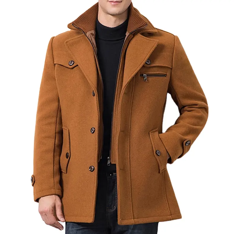 New Autumn Winter Custom Wholesale Fashion High Quality Double Collar Coat Wool clothes coat mens