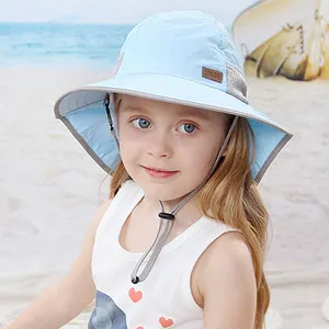 I bambini Tesa larga Protezione UV Cappello per il Sole con Collo Lembo di Pesca Della Maglia Della Protezione Della Spiaggia di Estate del Cappello del bambino del cappello della benna