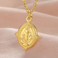 Collier en acier inoxydable Myshape Vierge Marie plaqué or, bijoux religieux pour catholiques, idéal pour les fêtes, Noël, Nouvel An, cadeaux