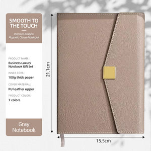 مجموعة هدايا بالجملة تتضمن دفتر ملاحظات جلدي A5 مع شعار الشركة المخصص، صندوق هدايا للأعمال يحتوي على دفتر ملاحظات مع ذاكرة USB وقلم - Product Image 6