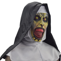 Halloween effrayant nonne masque conjuration Costume effrayant horreur Costumes Halloween fête accessoires horreur Latex avec écharpe femme adulte