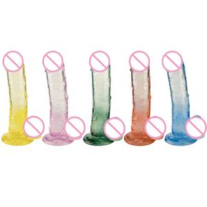 Lebensechte TPE Single Gradient mit starkem Saugnapf Hand Free Play Flexibler Penis Realistischer <span class=keywords><strong>Dildo</strong></span> Anal Sexspielzeug - Product Image 1