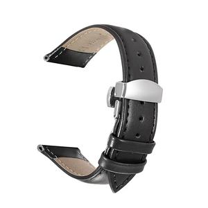 Bracelet de <span class=keywords><strong>montre</strong></span> de qualité supérieure en cuir véritable, universel, avec fermoir papillon sécurisé, bracelet de <span class=keywords><strong>montre</strong></span> souple en cuir pleine fleur pour femme et <span class=keywords><strong>homme</strong></span> - Product Image 5