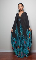 Robe Kaftan Longue Grande Taille en Polyester Imprimé Animal Vintage, Tissée à la Main, Ample et Légère, Idéale pour la Plage et les Vacances