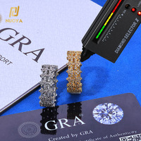 NUOYA Nouvelle Arrivée 8mm Double Rangée Croix Anneau 925 Argent Blanc VVS Moissanite Glacé Bling Design Femmes Fine Jewelry