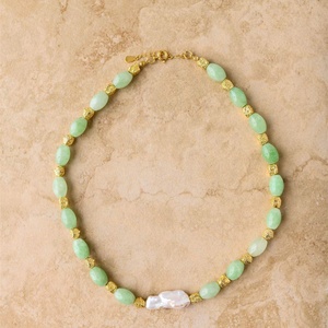 Collar de Verano con Cuentas de Cuarzo Amarillo Natural, Diseño Geométrico, Chapado en Oro de 18K, Estilo Vintage, Regalo para Mujer - Product Image 5