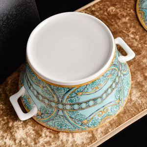Elegant Floral Print Ceramic Soup Pot Set With Lid Multicolor Porcelain Soup Tureen in Gift Box for Wedding Gift - Product Image 6
