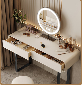 2024 Coiffeuse italienne moderne en bois massif miroir éclairé Style Ins de luxe pour jeunes adultes pour petits appartements chambres à coucher - Product Image 4