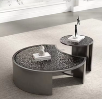 Table basse moderne italienne de luxe en verre trempé avec structure en acier inoxydable, table centrale Moon pour la maison, le hall d'hôtel, la réception