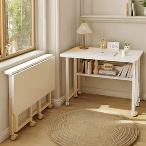 Escritorio de ordenador de madera plegable de altura ajustable para apartamento pequeño y <span class=keywords><strong>estudio</strong></span> en casa de estudiantes No requiere instalación - Product Image 1