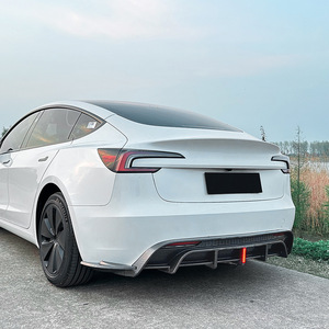 Amp-Z Tesla Model 3 2024+ Rear Bumper Lip Carbon Fiber Texture Matte Finish Tuning Style Exterior Modification - Product Image 2