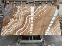 Nouvelle dalle de marbre Onyx brun paon marbre Onyx dalle pour la décoration de panneau mural à la maison