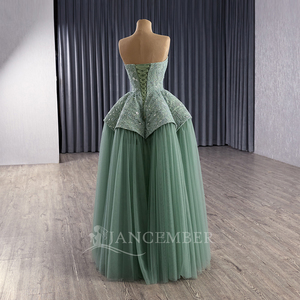 Robes de soirée vert sauge à perles, style A, pour occasions formelles Rsm251089 - Product Image 2