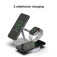 Estación de carga rápida 5 en 1 de aleación de zinc de calidad premium original de fábrica AFY, lámpara de noche, cargador inalámbrico de 15W para teléfono, reloj y auriculares.