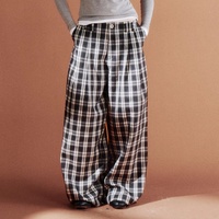 Pantalon de costume classique à carreaux pour homme, coupe ample et large, de haute qualité, plissé, pour la vente en gros